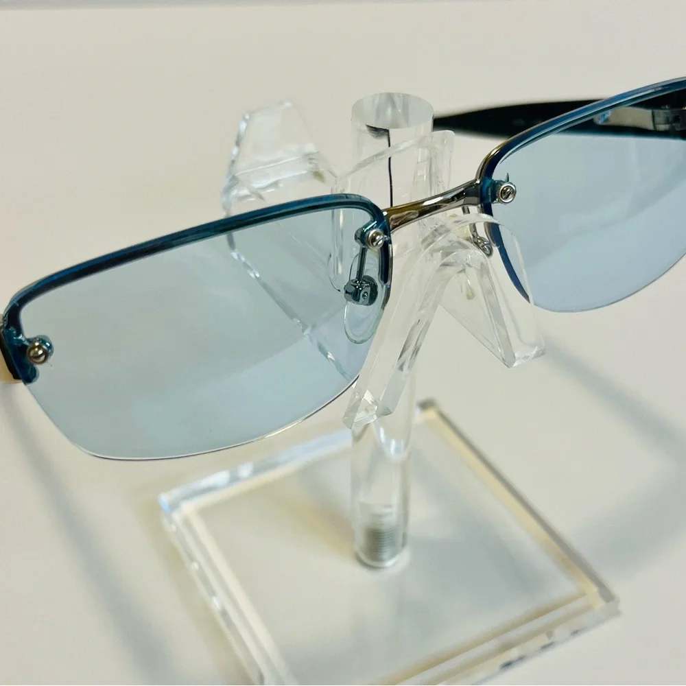 CHANEL 9221 Rimless Eyeglasses Frame Blue Lens Black Gold CC Unisex Made Italy - Picture 12 of 16